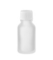 Glasflasche 15 ml klar matt mit weißem Schraubverschluss