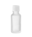 Glasflasche 20 ml klar matt mit weißem Schraubverschluss