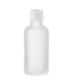 Glasflasche 50 ml klar matt mit weißem Schraubverschluss
