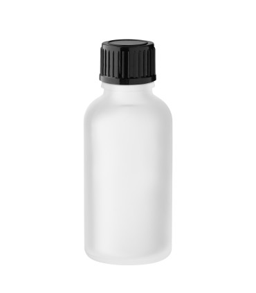 Glasflasche 30 ml klar matt mit schwarzem Schraubverschluss - Set