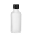 Glasflasche 50 ml klar matt mit schwarzem Schraubverschluss