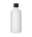 Glasflasche 100 ml klar matt mit schwarzem Schraubverschluss