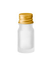 Glasflasche 5 ml klar matt mit goldenem Aluminium-Schraubverschluss