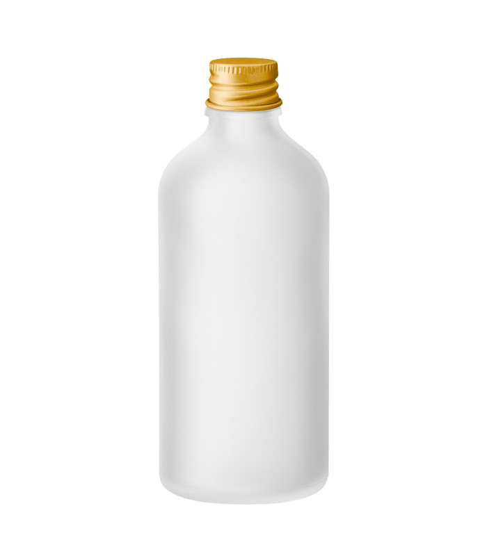 Glasflasche 100 ml klar matt mit goldenem Schraubverschluss - Set