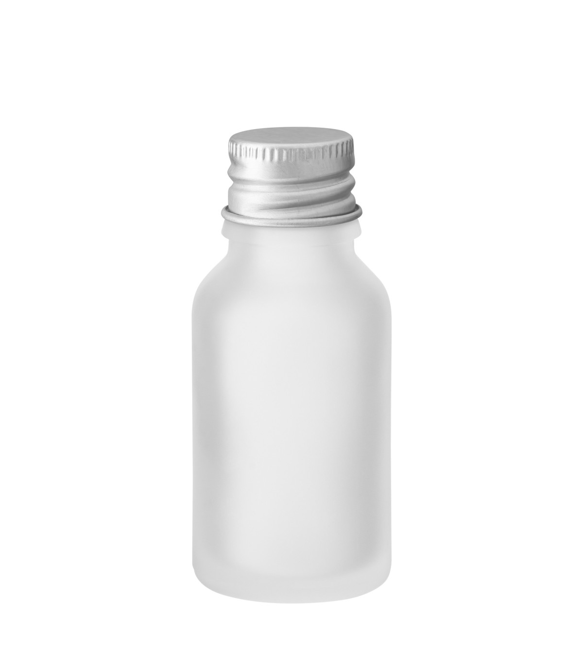 Glasflasche 15 ml klar matt mit silbernem Schraubverschluss - Leer Set