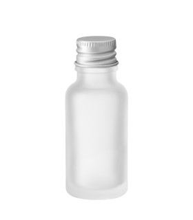 Glasflasche 20 ml satiniert farblos mit Aluminium-Schraubverschluss