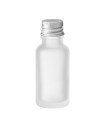 Glasflasche 20 ml klar matt mit silbernem Aluminium-Schraubverschluss