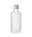 Glasflasche 50 ml klar matt mit silbernem Aluminium-Schraubverschluss