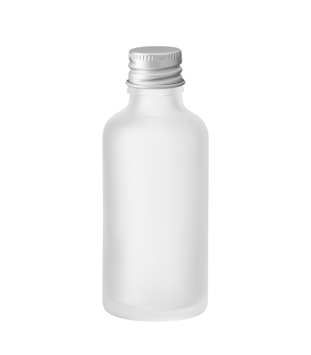 Glasflasche 50 ml klar matt mit Aluminium-Schraubverschluss - Leer