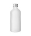 Glasflasche 100 ml klar matt mit silbernem Aluminium-Schraubverschluss