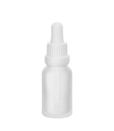 Glasflasche 15 ml klar matt mit weißer Pipette - Leere Tropfflasche
