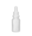 Glasflasche klar matt 15 ml mit weißer Pipette
