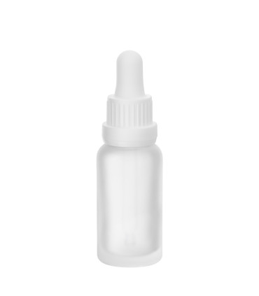 Glasflasche 20 ml klar matt mit weißer Tropfpipette - Tropfflasche Set
