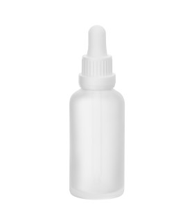Glasflasche 50 ml satiniert mit weißer Pipette – leere Pipettenflasche