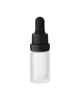 Leere matte Glasflasche 10 ml farblos satiniert mit schwarzer Pipette