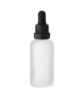 Glasflasche 50 ml matt klar mit schwarzer Pipette | leere Tropfflasche