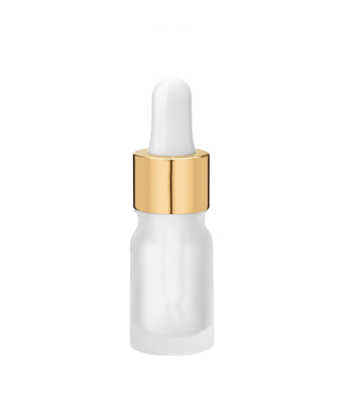Glasflasche 5 ml matt frosted transparent mit goldener Pipette - Set