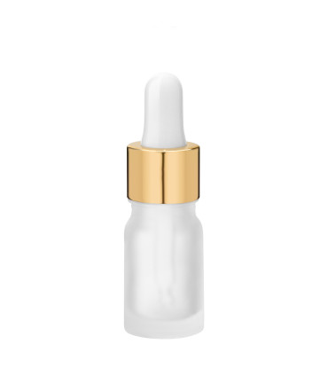 Glasflasche 5 ml matt frosted transparent mit goldener Pipette - Set
