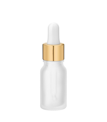 Glasflasche 10 ml klar matt mit goldener Pipette - leere Tropfflasche