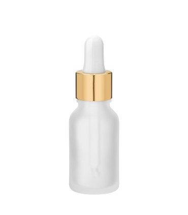 Glasflasche 15 ml klar matt mit goldener Pipette - leere Tropfflasche