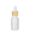 Glasflasche 15 ml klar matt mit goldener Pipette