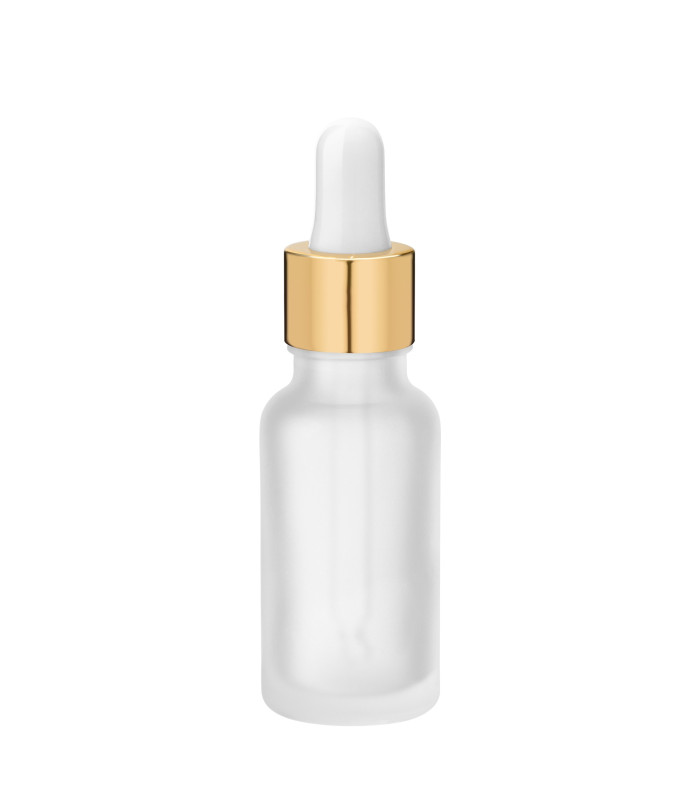 Glasflasche 20 ml satiniert mit goldener Pipette | leere Tropfflasche