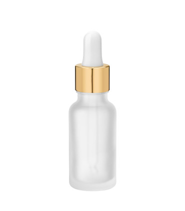 Glasflasche 20 ml satiniert mit goldener Pipette | leere Tropfflasche