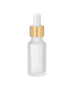 Glasflasche 20 ml klar matt mit goldener Pipette