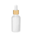 Glasflasche 30 ml klar matt mit goldener Pipette