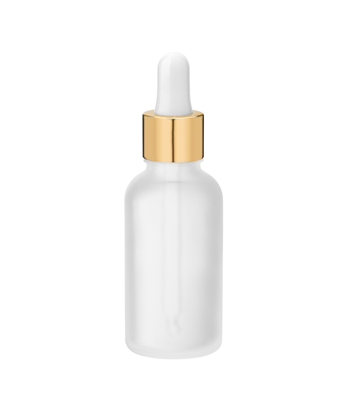 Glasflasche 30 ml klar matt mit goldener Pipette - leere Tropfflasche