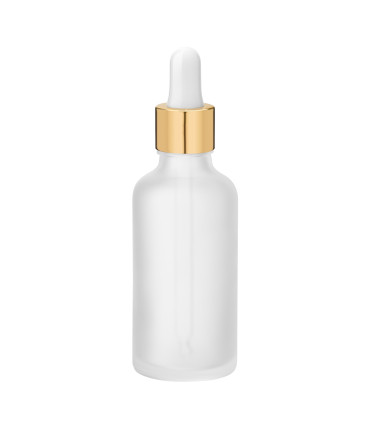 Glasflasche 50 ml satiniert klar matt mit goldener Pipette | Tropfen