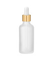 Glasflasche 50 ml klar matt mit goldener Pipette