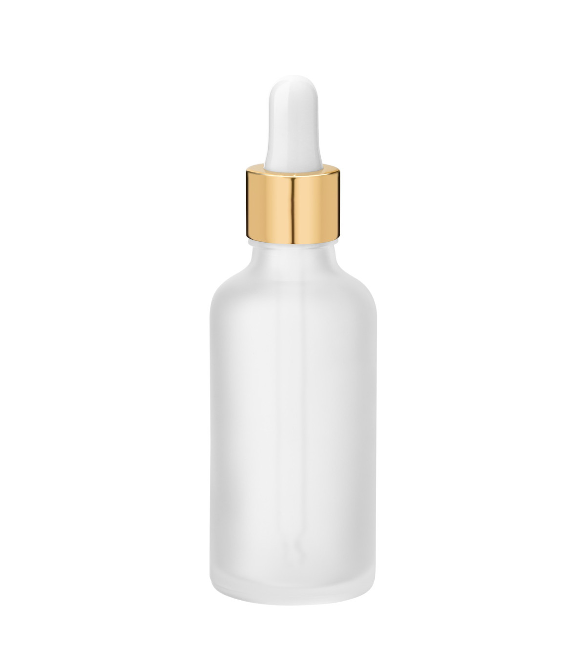 Glasflasche 50 ml satiniert klar matt mit goldener Pipette | Tropfen