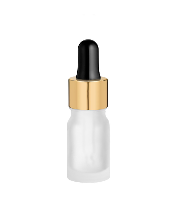 Glasflasche 5 ml klar matt mit goldener Pipette – Tropfflasche