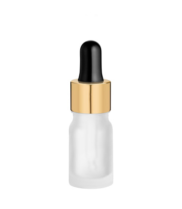 Glasflasche 5 ml klar matt mit goldener Pipette – Tropfflasche