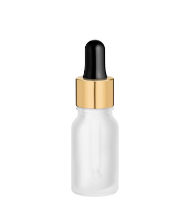 Glasflasche 10 ml satiniert matt farblos klar mit goldener Pipette