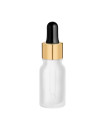 Glasflasche 10 ml klar matt mit goldener Pipette [2]