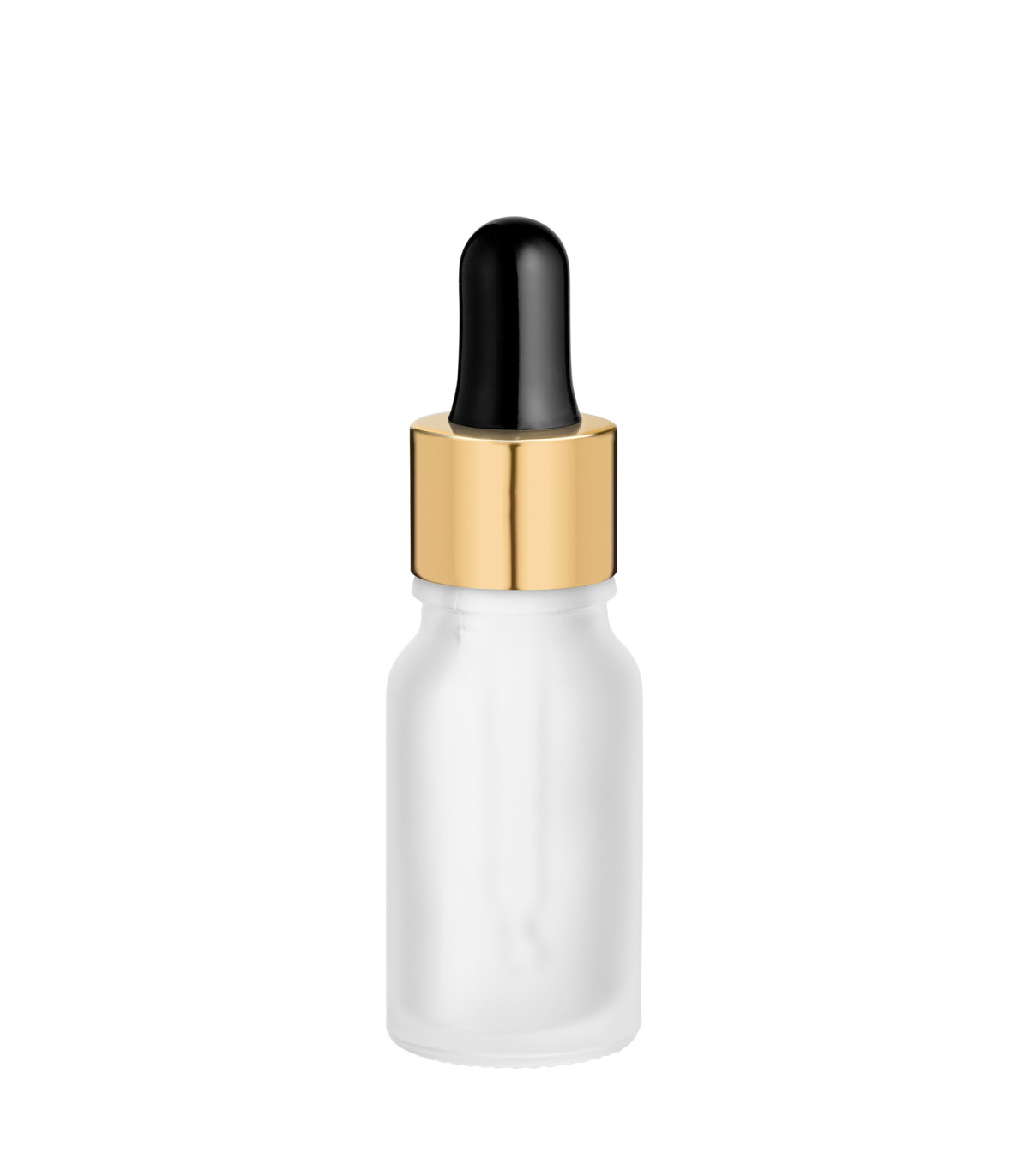Glasflasche 10 ml satiniert matt farblos klar mit goldener Pipette