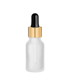 Glasflasche 15 ml satiniert matt klar matt mit goldener Pipette