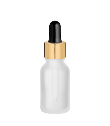Glasflasche 15 ml satiniert matt klar matt mit goldener Pipette