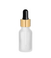 Glasflasche 15 ml klar matt mit goldener Pipette [2]