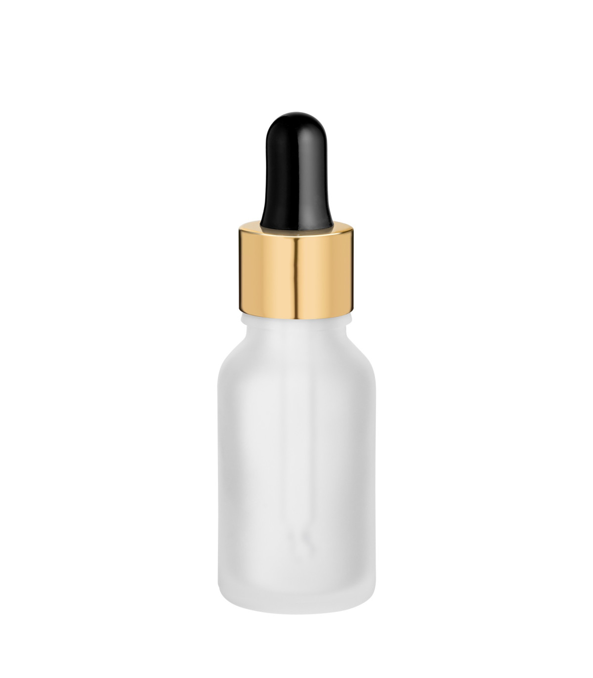 Glasflasche 15 ml satiniert matt klar matt mit goldener Pipette