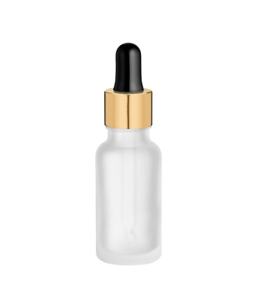 Glasflasche 20 ml matt klar mit goldfarbener Pipette – Tropfflasche