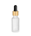 Glasflasche 20 ml klar matt mit goldfarbener Pipette [2]