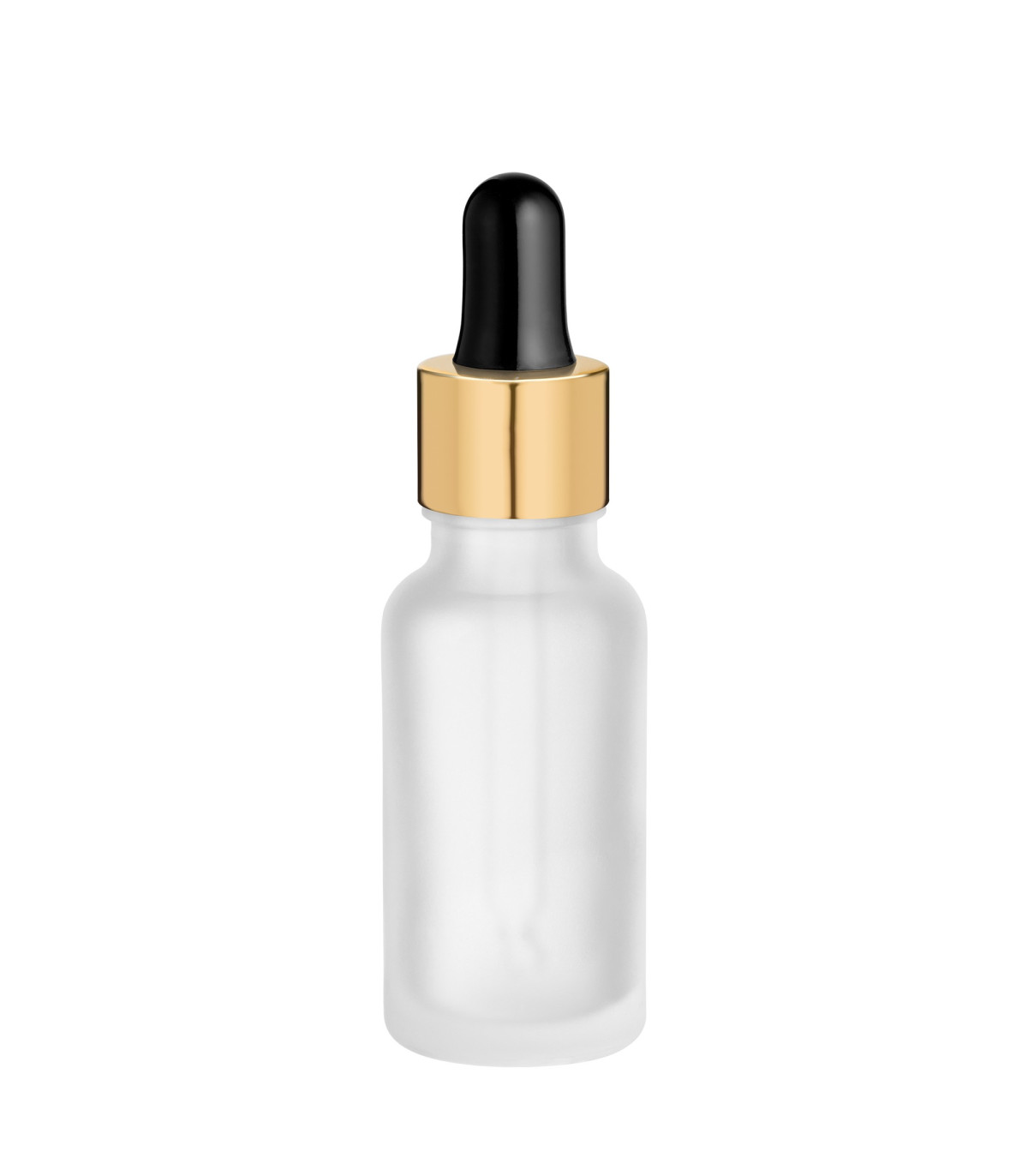 Glasflasche 20 ml matt klar mit goldfarbener Pipette – Tropfflasche