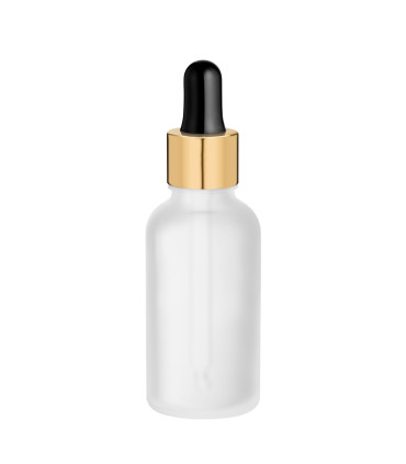 Glasflasche 30 ml klar matt mit goldener Pipette - Leere Tropfflasche