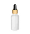 Glasflasche 30 ml klar matt mit goldener Pipette [2]
