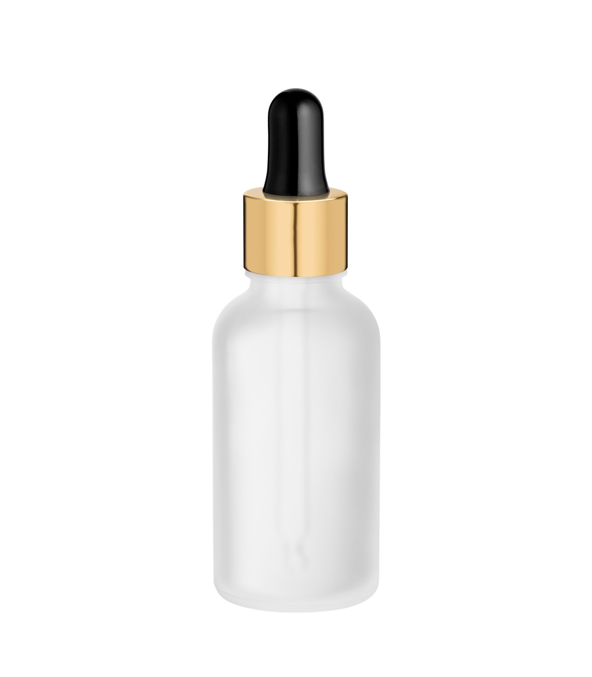 Glasflasche 30 ml klar matt mit goldener Pipette - Leere Tropfflasche