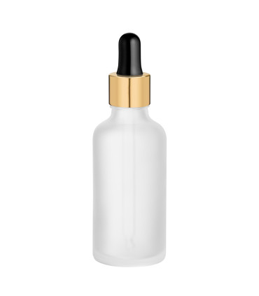 Glasflasche 50 ml satiniert mit goldener Pipette | leere Tropfflasche