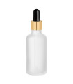Glasflasche 50 ml klar matt mit goldener Pipette [2]